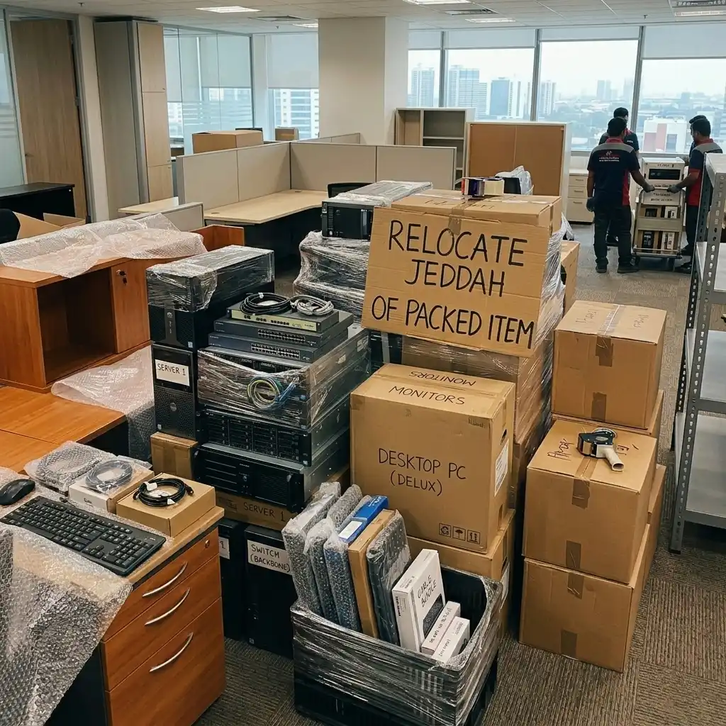 office relocation service , packed office items